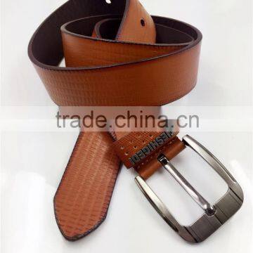 men's pu belt with metal plate on loop