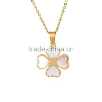 gold plated stainless steel with shell four leaf clover jewelry