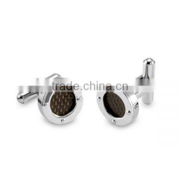 Bullet Cufflinks Stainless Steel Men's Black Carbon Fiber Rivet Cufflinks Wholesale