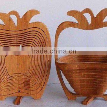 Fruit shaped and foldable bamboo fruit basket