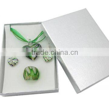 emerald murano glass pendant jewelry set