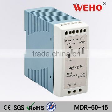 High quality 60w mini din rail psu 15v led industrial power supply