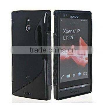 black S-line Gel silicon Case Rubber Skin Tpu Cover for sony LT22i Xperia P