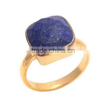 The Gopali Jewellers Lapis Lazuli Gemstone Rings -Vermeil Gold