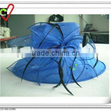 Organza hat with feather