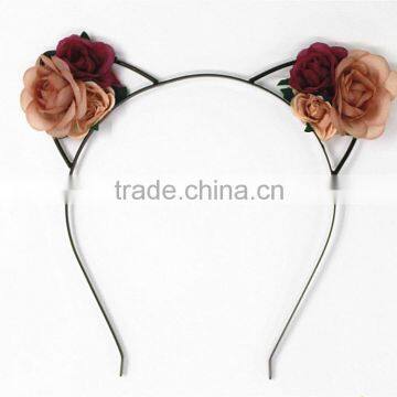 Lovely Fabric Flower Metal Ear Headband Cute Alice Band photo-2