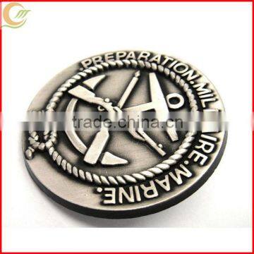 Zinc alloy antique bronze plating 3D custom metal cloth badges with pin