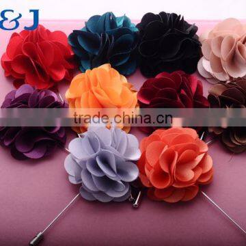 2016 Men Brooch Flower Lapel Pin Suit Boutonniere Fabric Pin Button Stick Flower Brooches Pin For Weddiing/