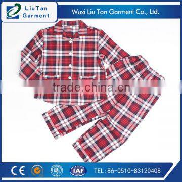 fancy red plaid children cotton sleepwear