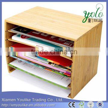 5 Compartments Document Organiser Storage Bamboo Desktop File Sorter