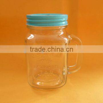 Glass Mason Jar With Handle and Straw photo-3