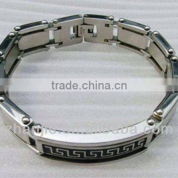 the Great Wall Pattern Laser Engraved Men Stainless Steel Bracelet Bangle