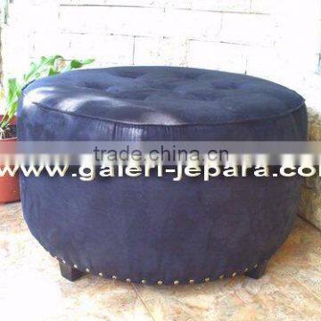 Indoor Furniture - Round Ottoman Full Upholstered - Home Design