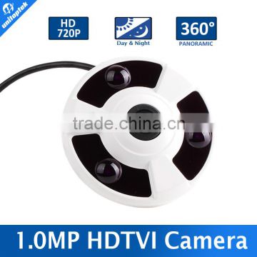 720p 360 Degree View Angle 1.39mm Lens Panorama Fisheye HDTVI Camera