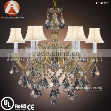 6 Light Hot Sale Maria Theresa Crystal Light with White Fabric Shade