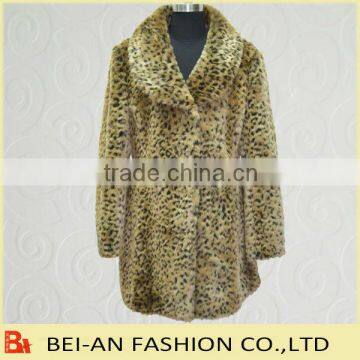Ladies Lepoard Printed Long Fake Fur Coats for Winter, Fashion Fake Fur Coats