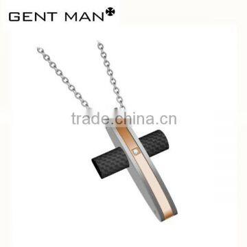 Charm stainless steel cross pendant necklace rose gold cross pendant with CZ