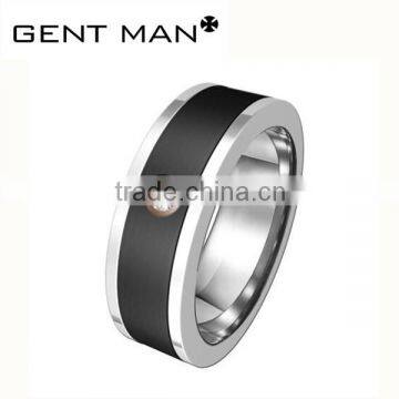 Men's Tungsten CZ Bands with Mirror Polished Tungsten Stripe jewelry ring