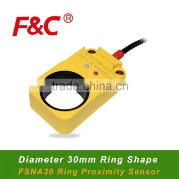 FSNA30 series Ring shape proximity switches, Diameter 30mm Hole, Large Falling Objects Detection.