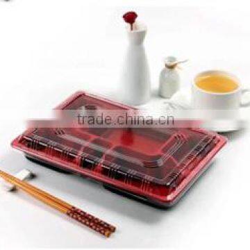 Food Grade Red&black PP 6 Compartments Food Container,lunch Box