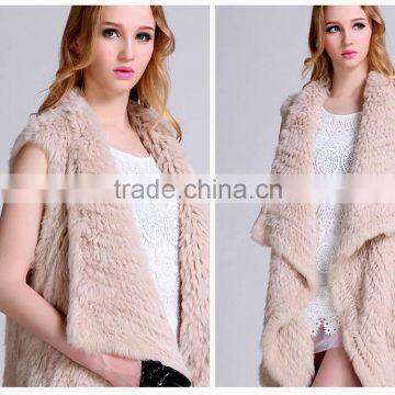 Knitted Rabbit Fur Cardigan Vest with Sleeveless