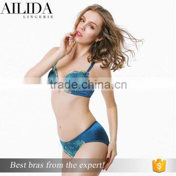 Womens Push Up Bra Set Pattern Underwear Lace Flower Sexy Underwire Bra photo-2