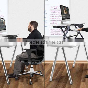 Preassembled Height Adjustable Desk Sit / Stand Elevating Desktop - White