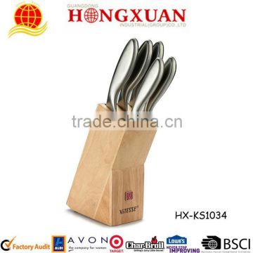 5 pcs Non-stick stainess steel kitchen knife with wooden board/holder/block