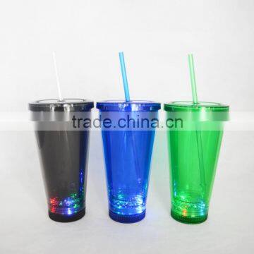 16oz Plastic straw tumbler with LED light