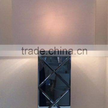 E27 top selling in Kuwait high quality gray mirror desk lamp with off-white rectangular fabric lamp shade for hotel decoration