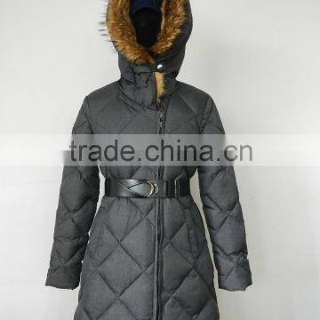 Winter Season Real Fur Trim Hood Puffy Quilted Long Down Coats for Women photo-3