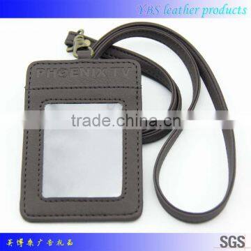 2015 Hot Selling Custom Leather Square Business Card Holder with Lanyards