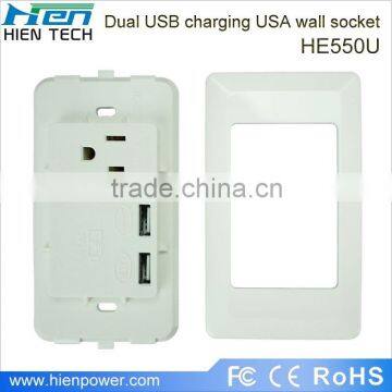 America Type USB Wall Socket 1 Gang 2 USB Ports photo-3