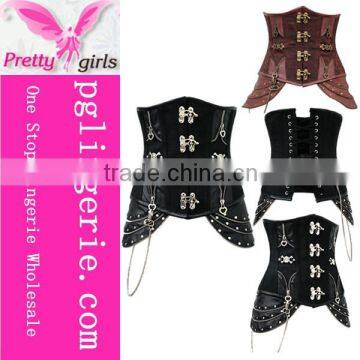 Double 4 bone steel corset and latex waist trainer corset