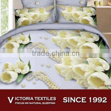 3d flower pattern 120gsm microfiber bedding comforter cover set full bed set