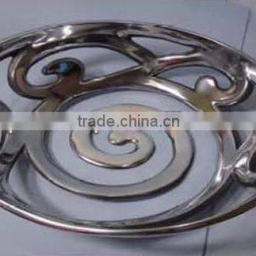 Home Decoration Table Decoration Aluminium Metal Fruit Dish Fruit Plate Fruit Basket Round Mirror Polish