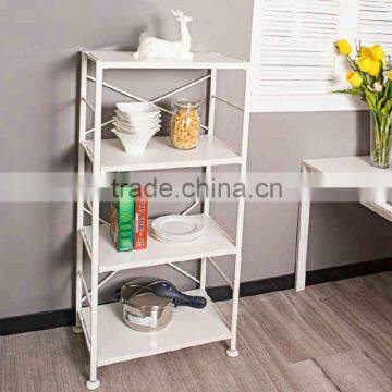 Modern 4 layer metal wood rack storage display shelves