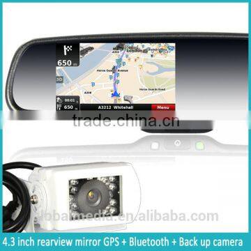 High Definition GPS Navigation System Rearview Mirror with Bluetooth/Phone Book/FM/MP4/MP3/Back-Up Display