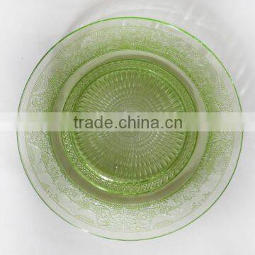 Green Glass Dinner Plates With Flower Design photo-2