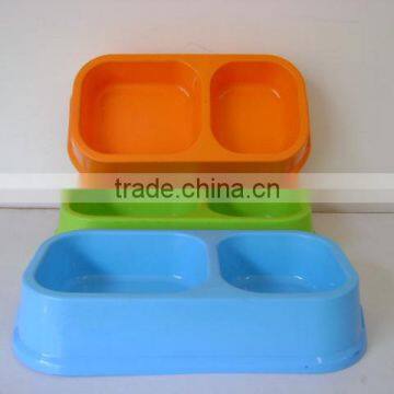 Large sized rectangular double dinner pet bowl plastic TG82748