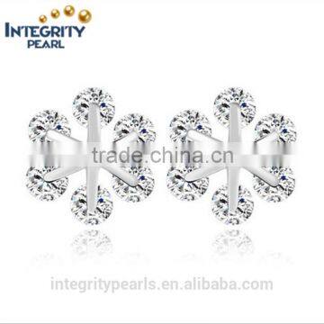 Alibaba website hot big high quality cute zircon flower crystal sterling silver earring findings