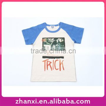 Fashion blue printed boys kids t-shirts wholesale baby clothes