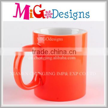 Rainbow Orange Color Ceramic Coffee Mug With Handle