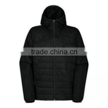 men light eiderdown hooded jacket dark black down feather jacket