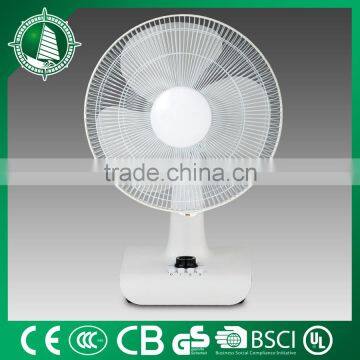 2016 simple design cooling oscillating electric metal table fan with led light