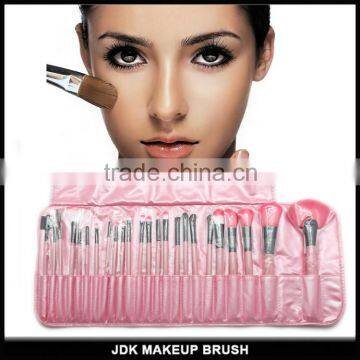 PRO 24-piece Pink makeup brush set with roll bag