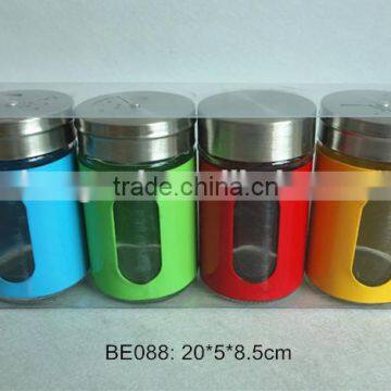 4pcs glass jar with metal coating in a pvc box