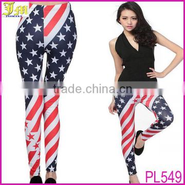 2014 Summer Women's Funky Digital Printed USA Flag Spandex Leggings Sexy Women Street Style Tights Cheap Womens Long Pants