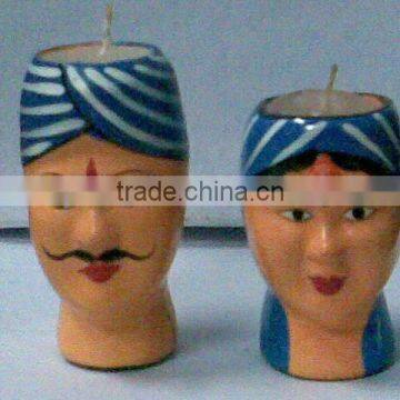 Paper Mache Mashi Candle Man Woman Design X Mas Decoration Handmade Art And Craft designer Candle