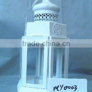 White Metal Lantern With Clear Glass Wall